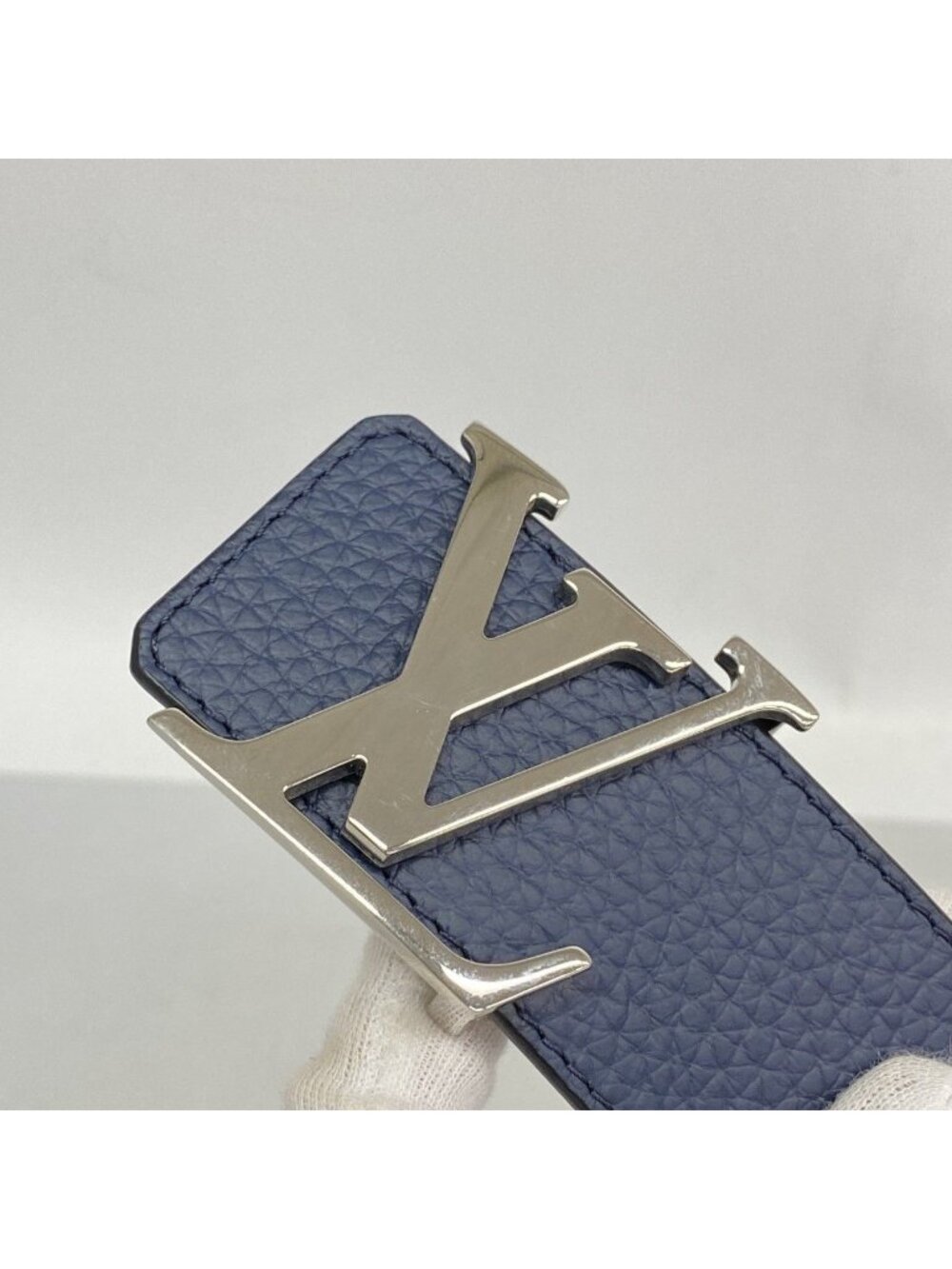 Louis Vuitton Belt Taurillon LV Initial 40 mm Reversible Navy Gray - Picture 3 of 6